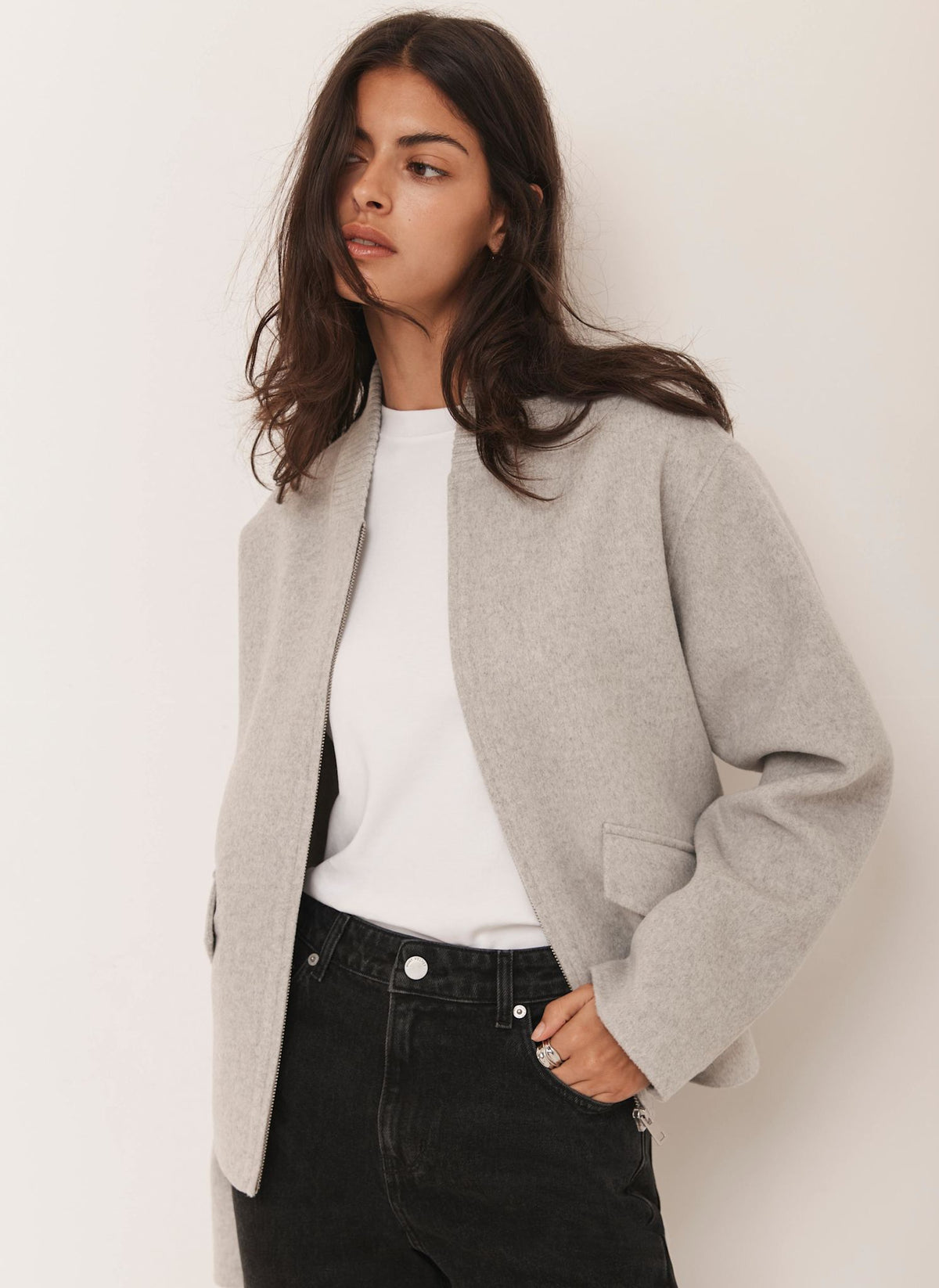 Grey Minimalist Wool Jacket
