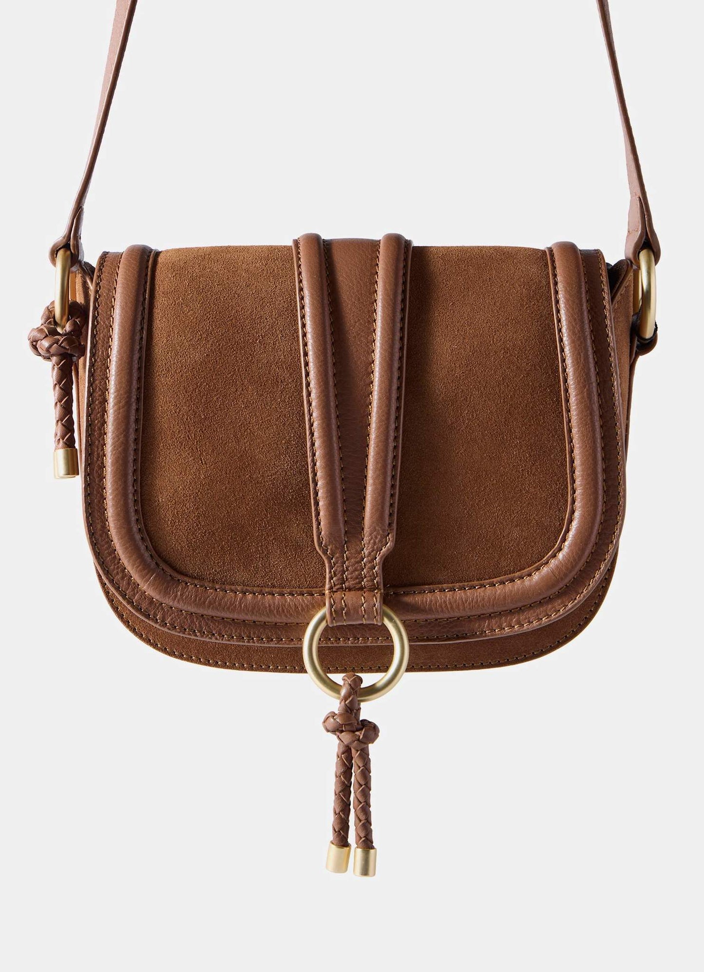 Harper Tan Suede Saddle Bag