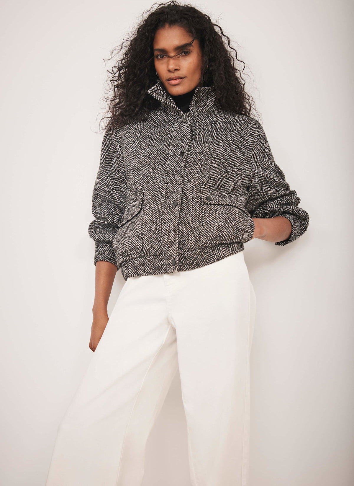 Black Textured Bomber Jacket