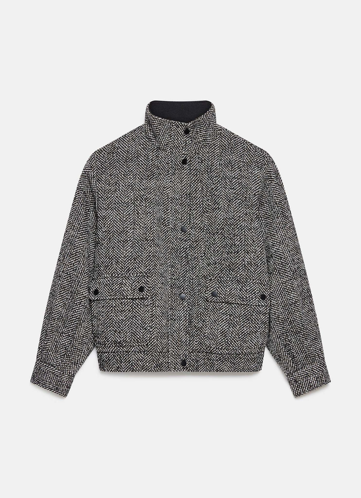Black Textured Bomber Jacket