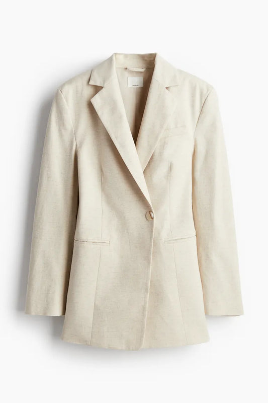 Waisted linen-blend blazer