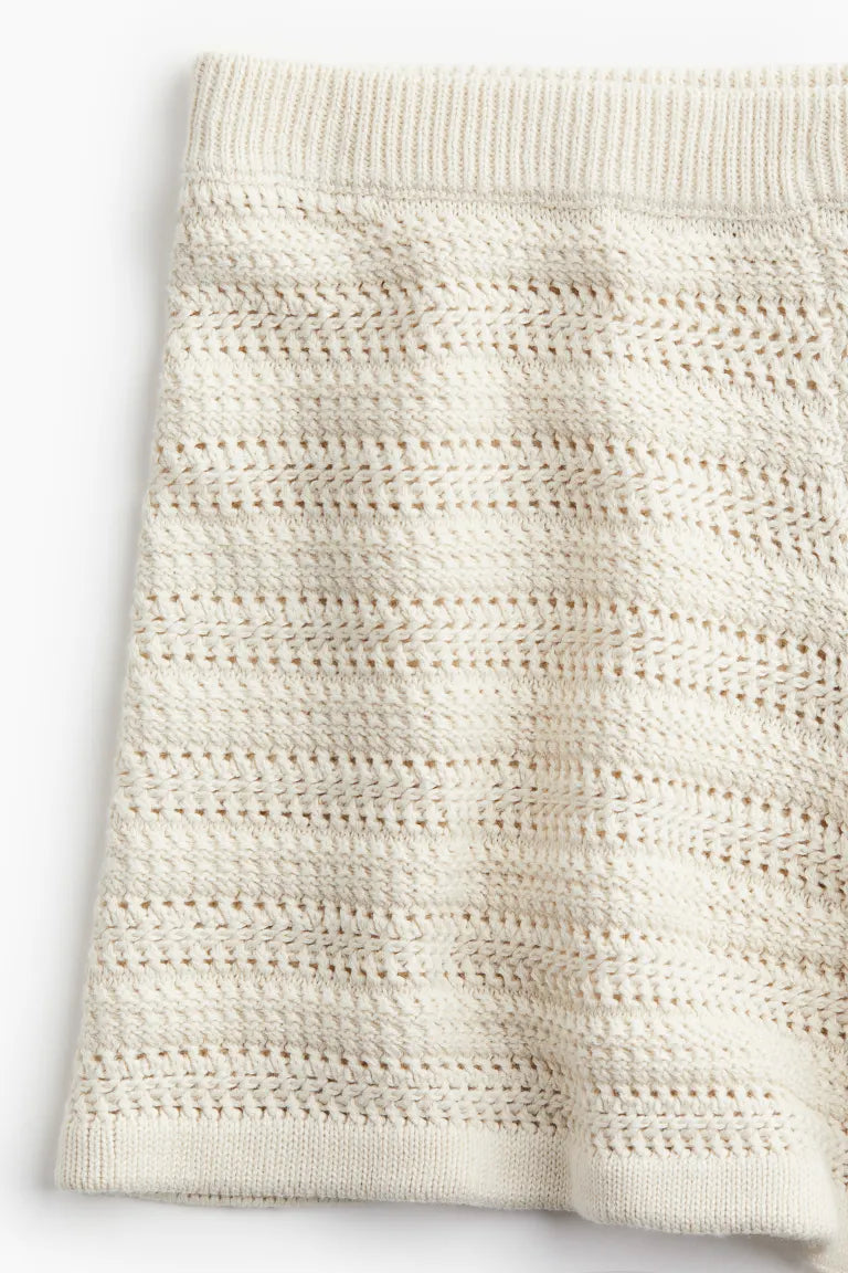 Pointelle-knit mini shorts