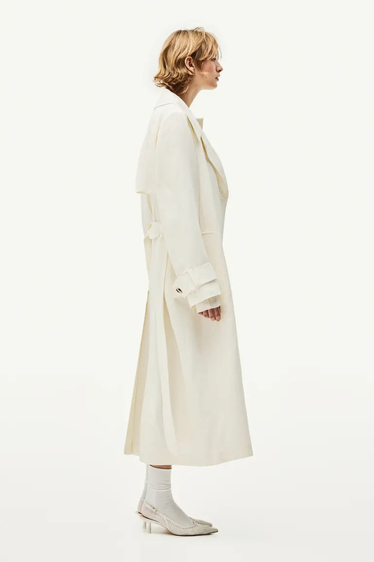 Linen-blend trench coat