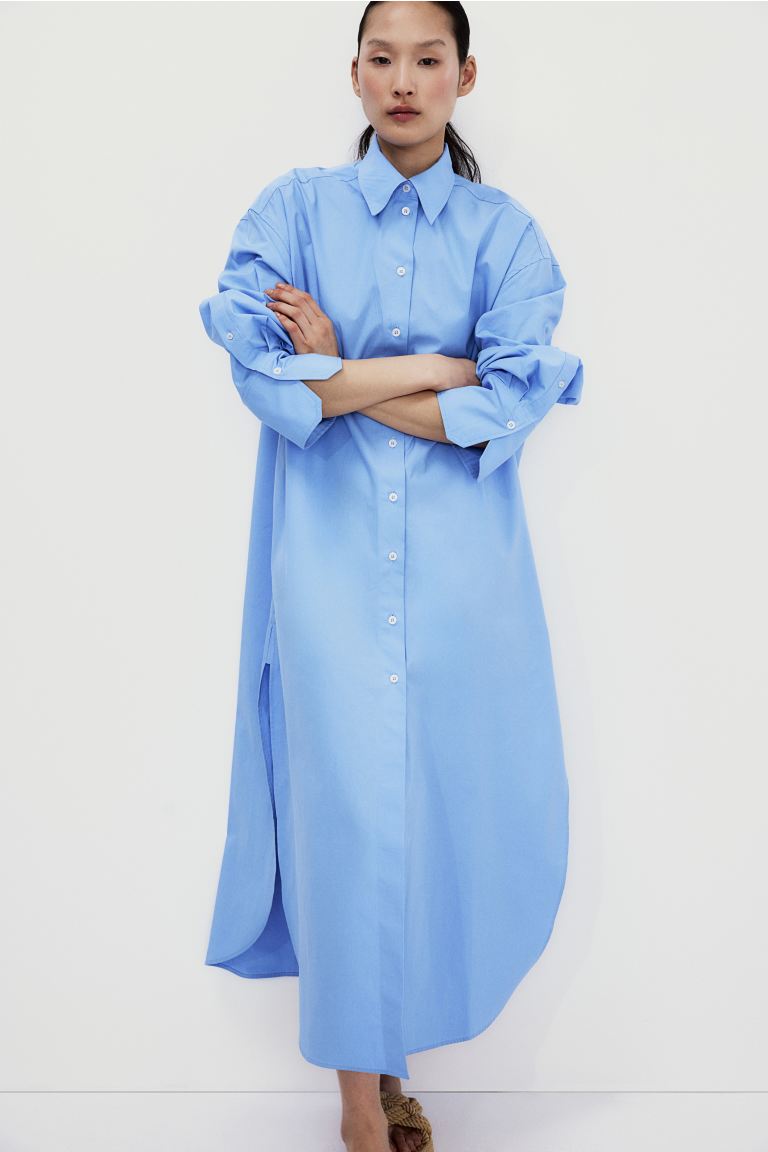 Long cotton shirt dress