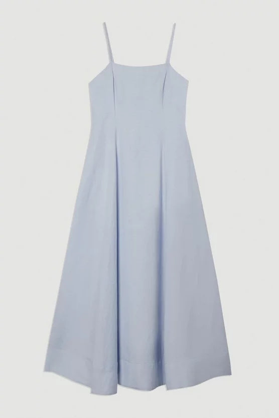 Linen Woven Maxi Prom Dress
