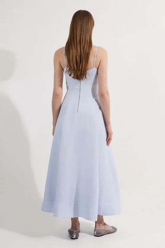 Linen Woven Maxi Prom Dress