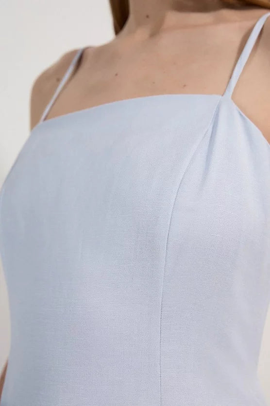 Linen Woven Maxi Prom Dress