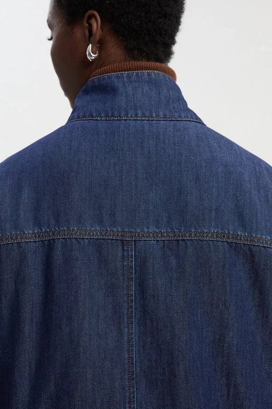 Denim Funnel Neck Jacket