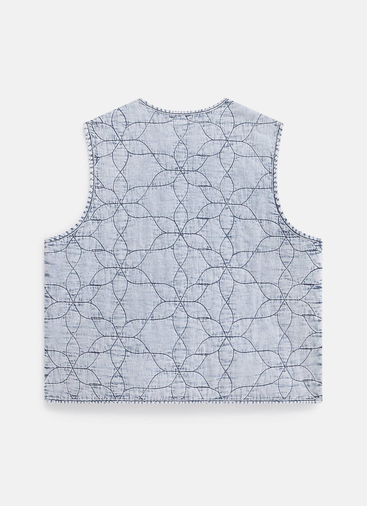 Indigo Quilted Tie Front Gilet
