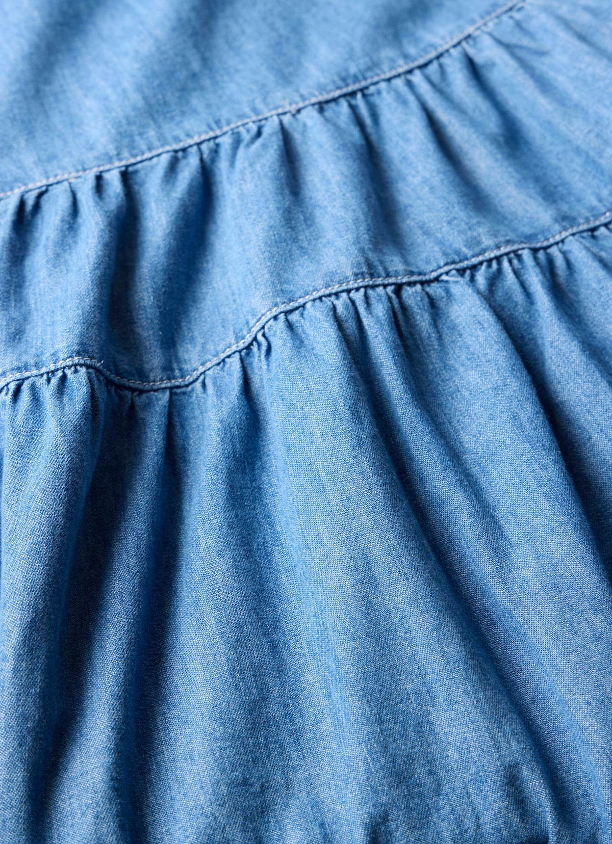 Indigo Tiered Denim Maxi Skirt