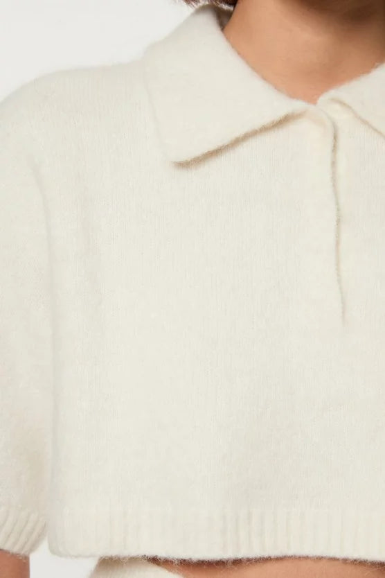 Alpaca Wool Fluffy Knit Polo Top