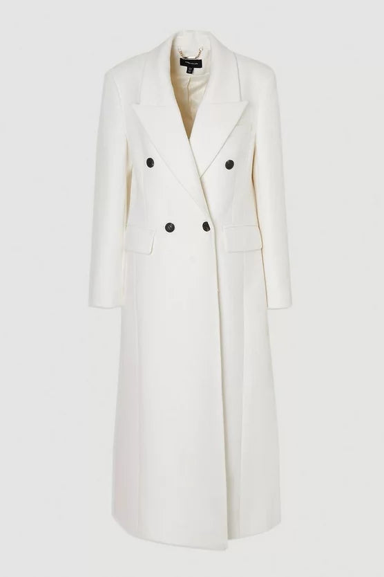 Brushed Wool Oversized Double Breasted Tailored Maxi Coat