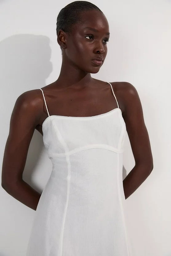 Crinkle Georgette Strappy Woven Midi Dress