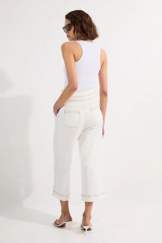 Denim Button Front Culottes Trousers