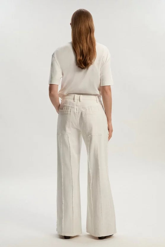 Denim Tassel Detail Wide Leg Jeans