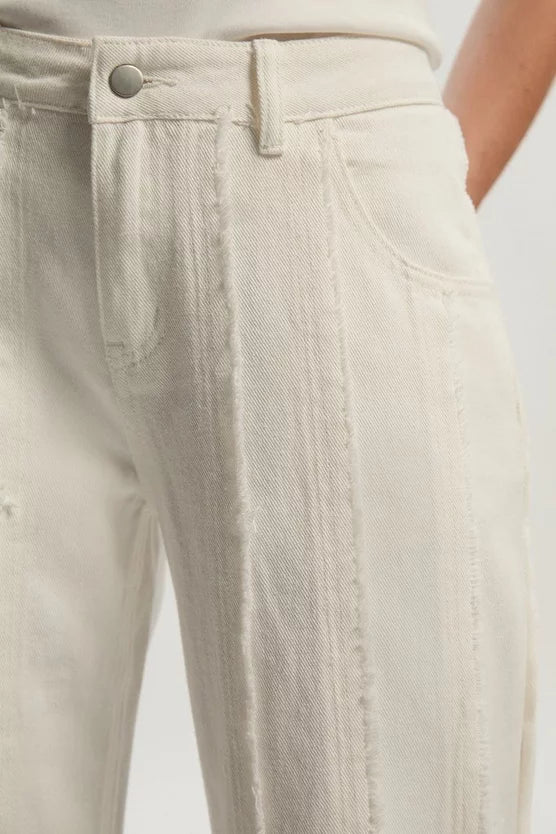 Denim Tassel Detail Wide Leg Jeans