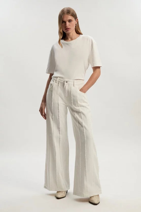 Denim Tassel Detail Wide Leg Jeans