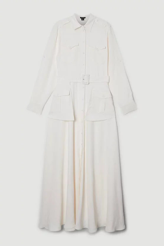 Lydia Millen Soft Tailored Belted Maxi Shirt Dress