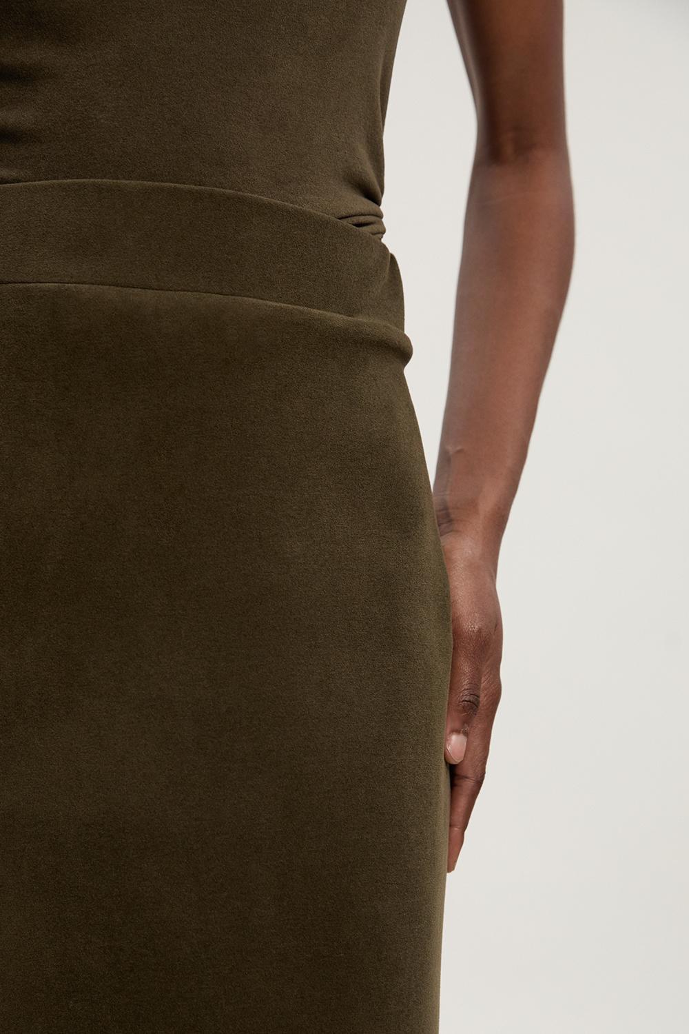 Brushed Textured Jersey Midi Pencil Skirt