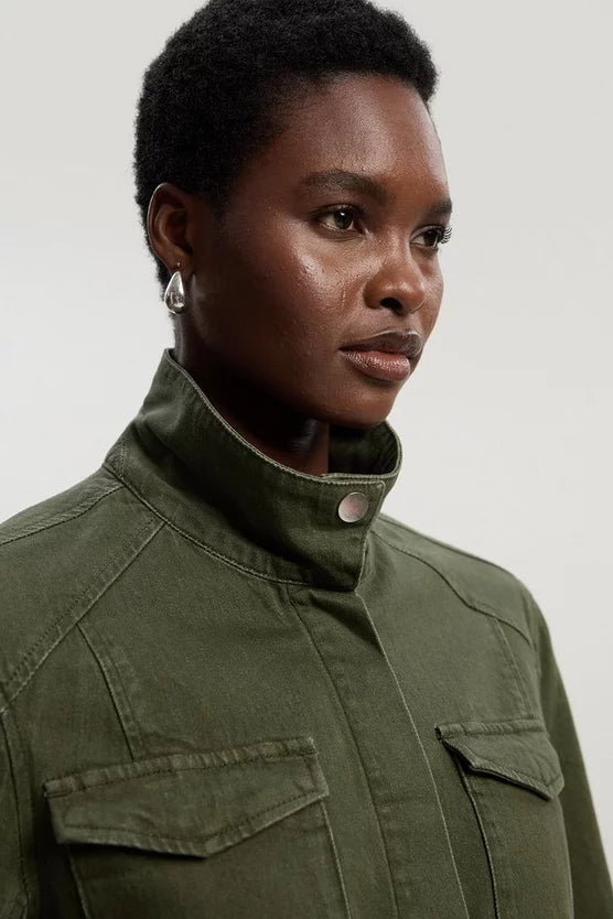 Denim Utility Belted Jacket