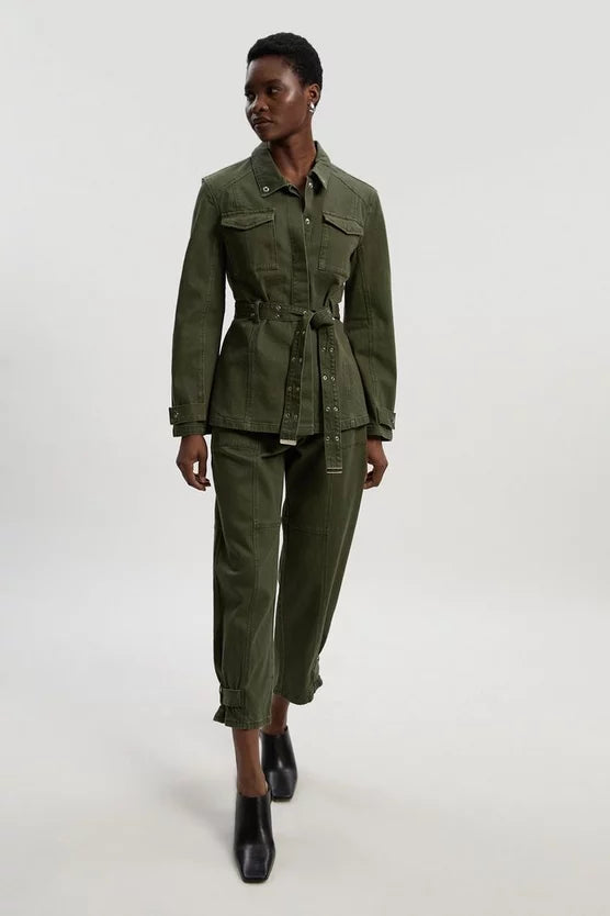 Denim Utility Belted Jacket