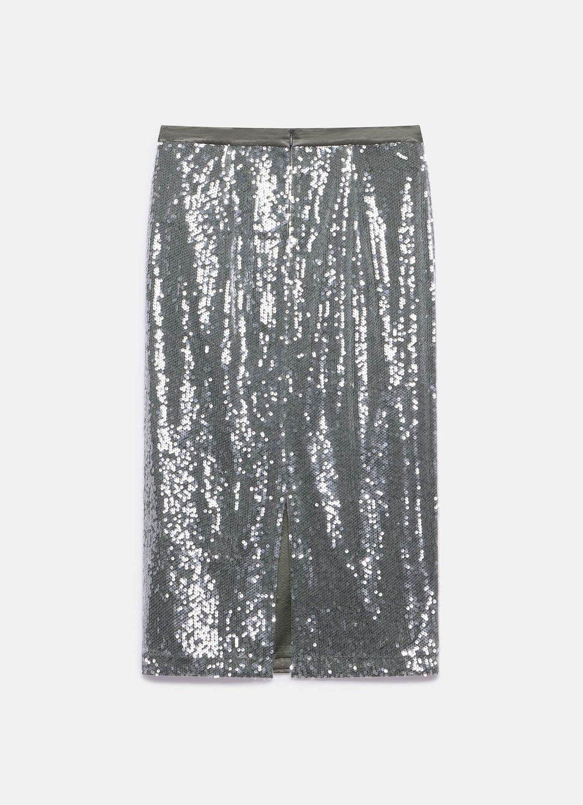 Khaki Sequin Midi Skirt