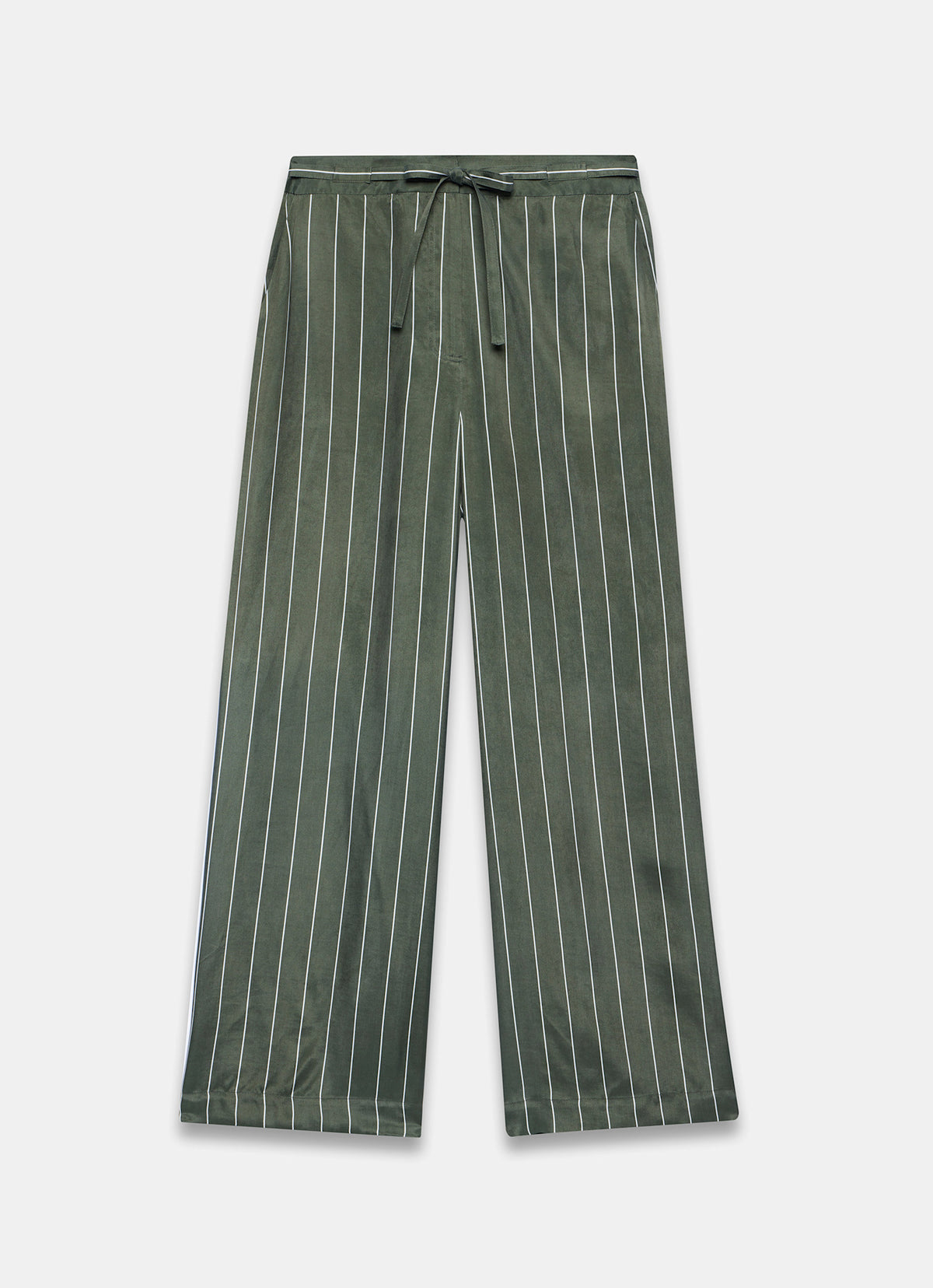 Khaki Striped Wide Trousers