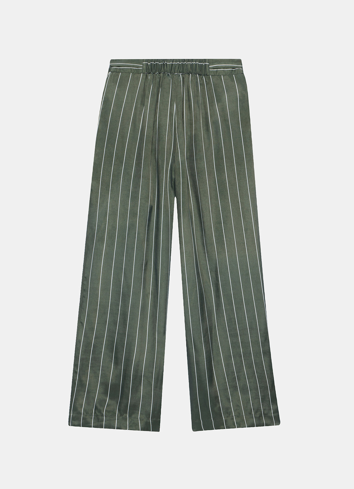 Khaki Striped Wide Trousers