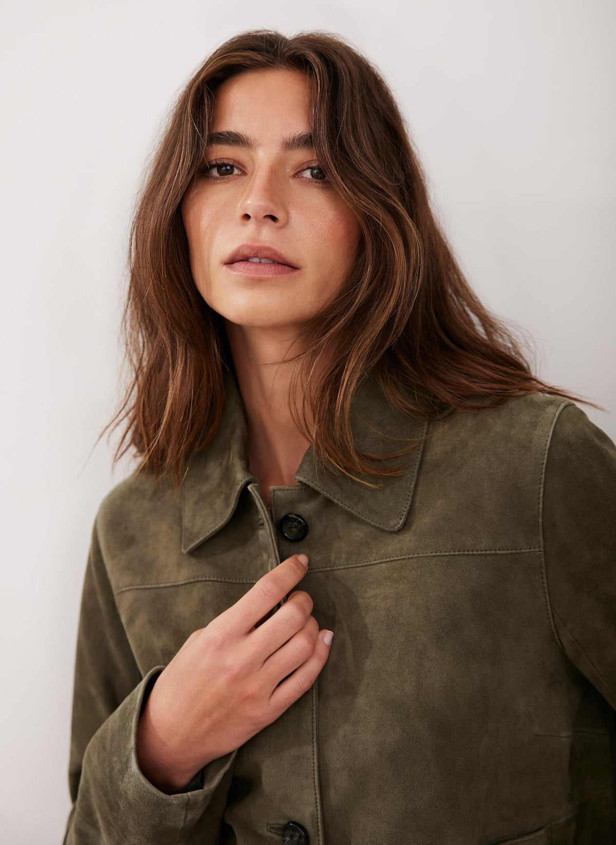 Khaki Suede Pocket Detail Jacket