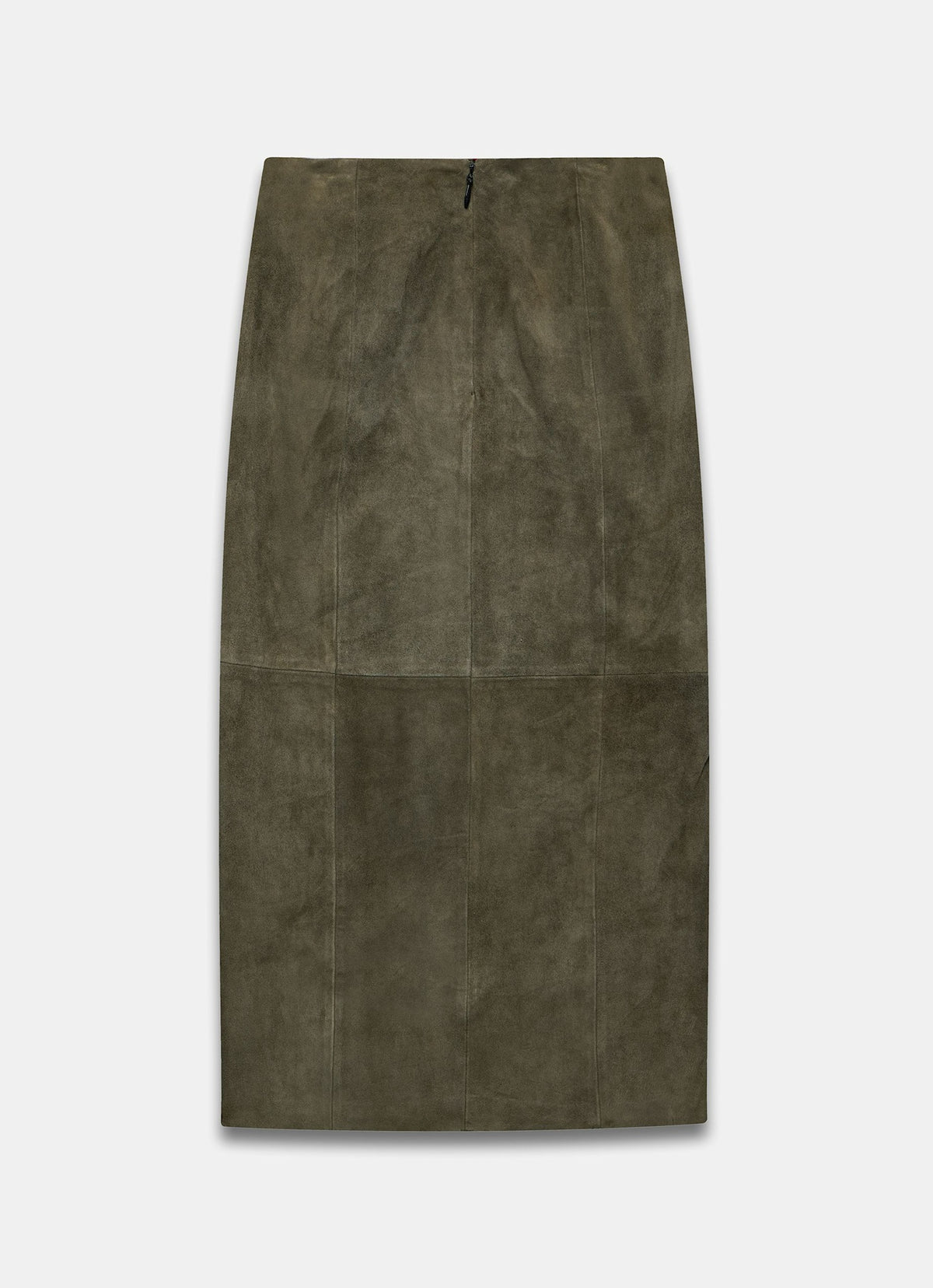 Khaki Suede Midi Skirt