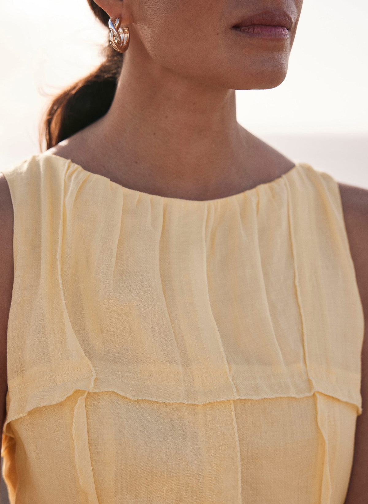 Yellow Sleeveless Midi Dress