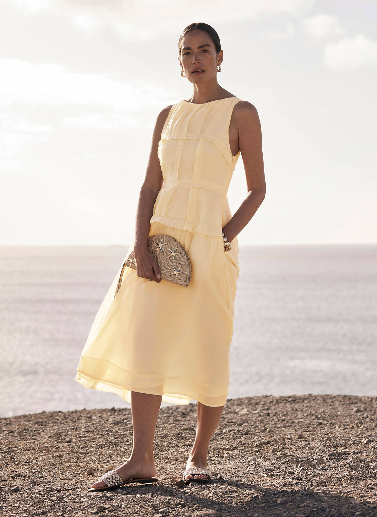 Yellow Sleeveless Midi Dress
