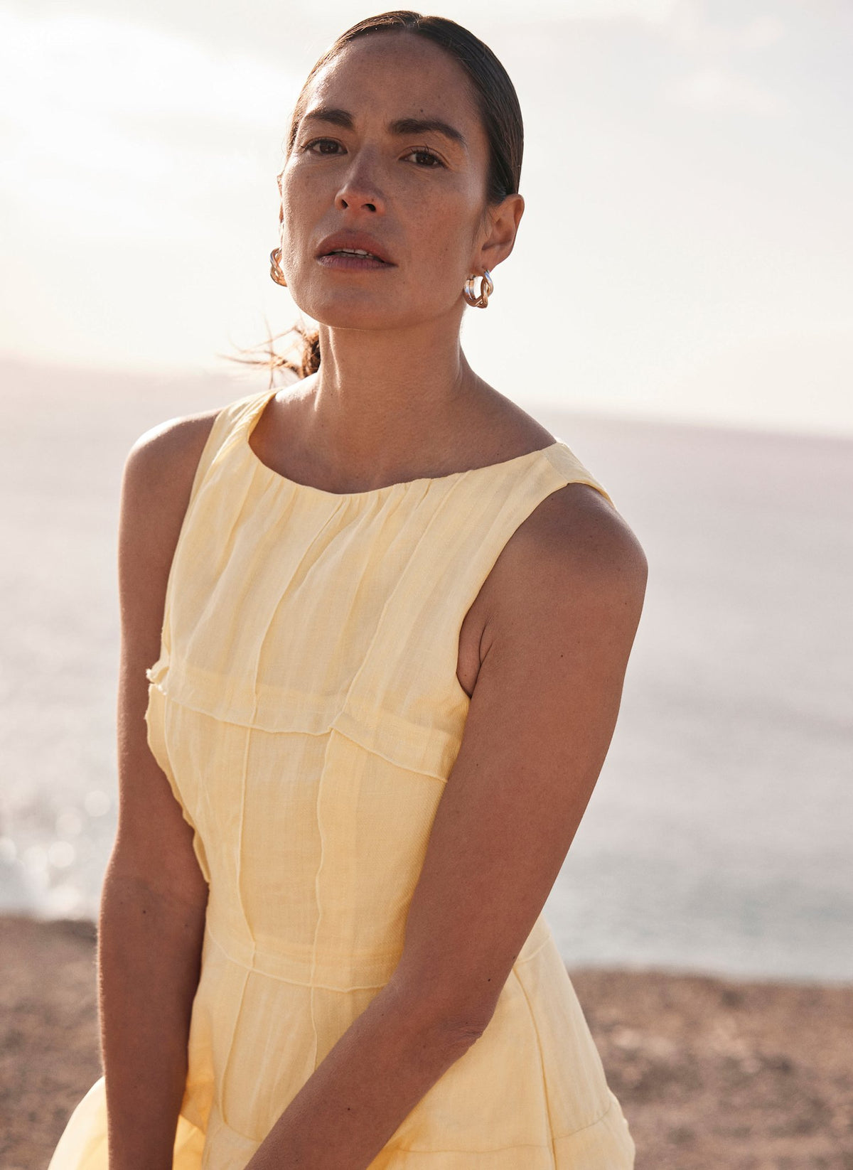 Yellow Sleeveless Midi Dress
