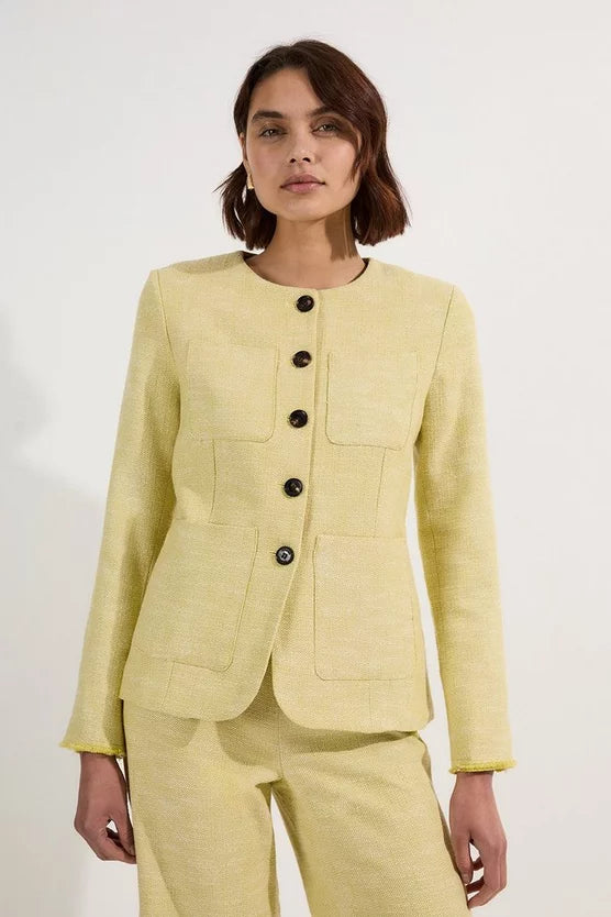 Spring Tweed Tailored Pocket Front Tailored Blazer