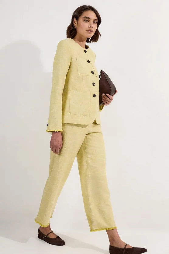 Spring Tweed Tailored Pocket Front Tailored Blazer