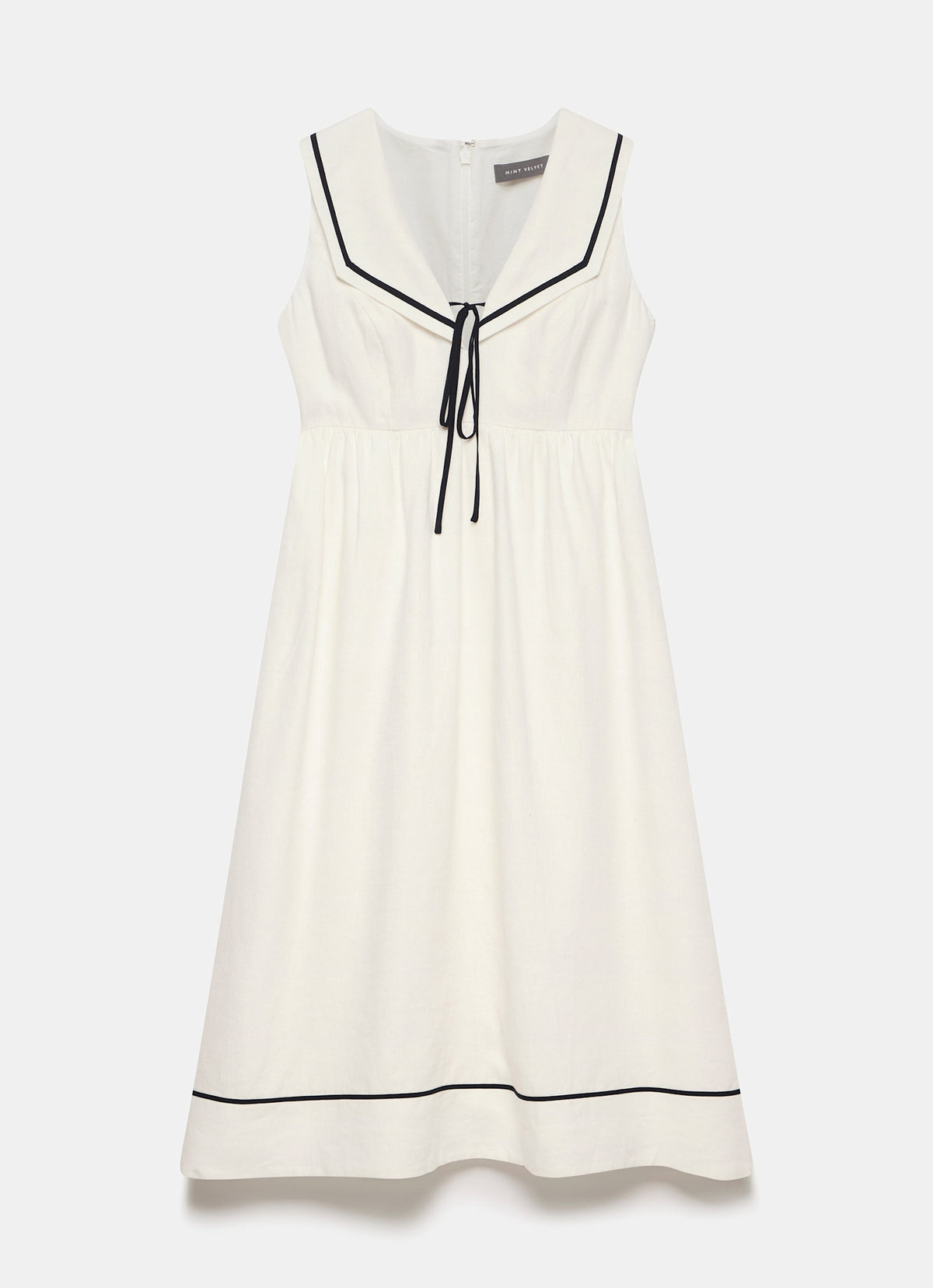 White Linen Sailor Midi Dress