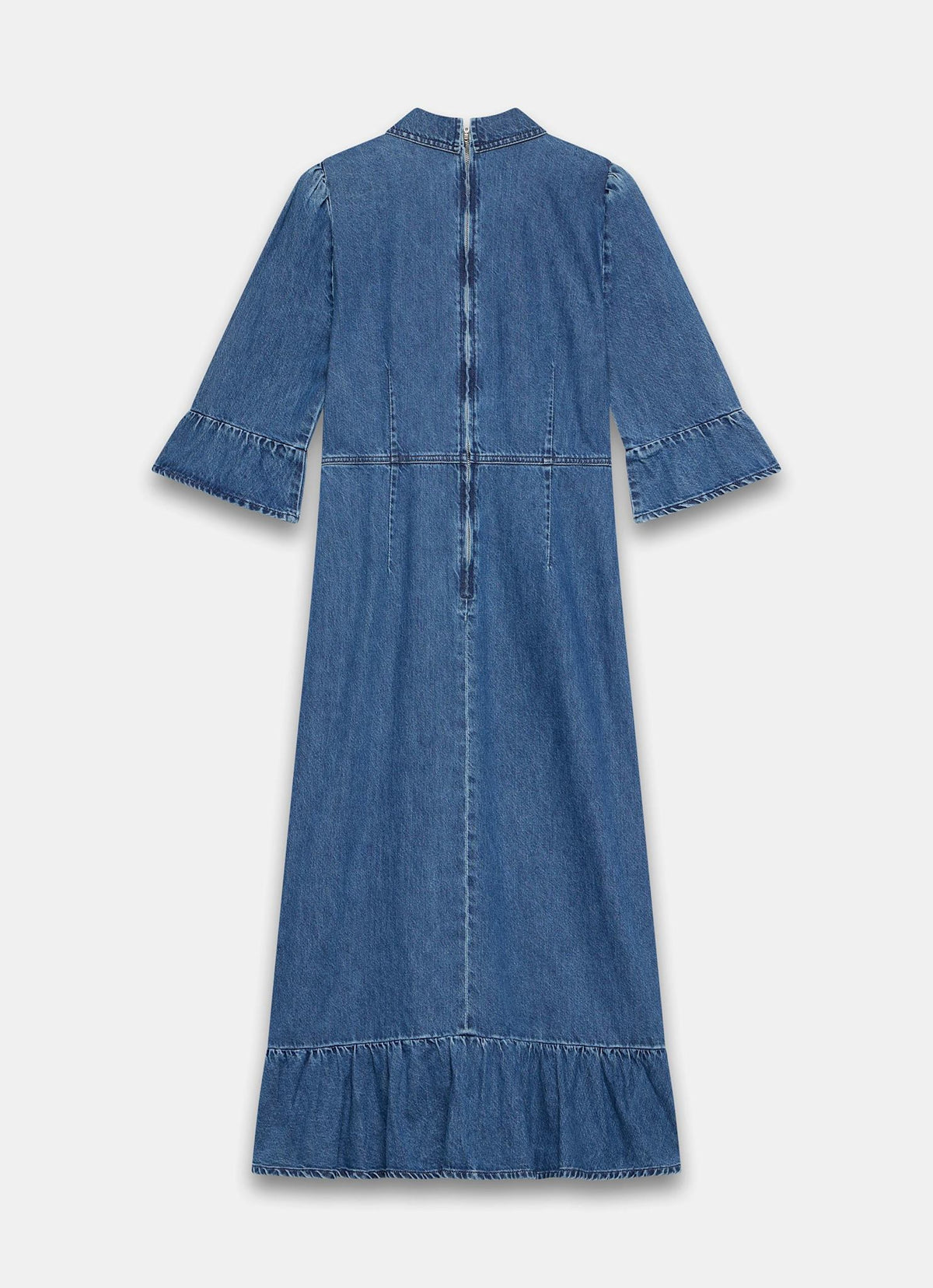 Indigo Denim Midi Shirt Dress
