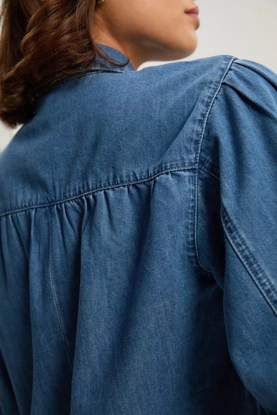 Denim Pussybow Blouse