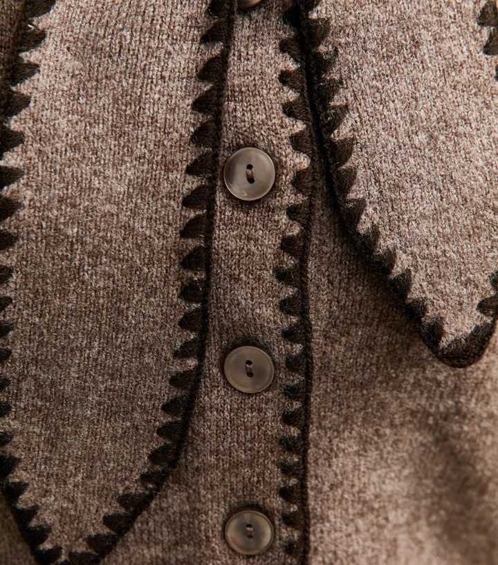 Mink Blanket Stitch Neck Tie Cardigan