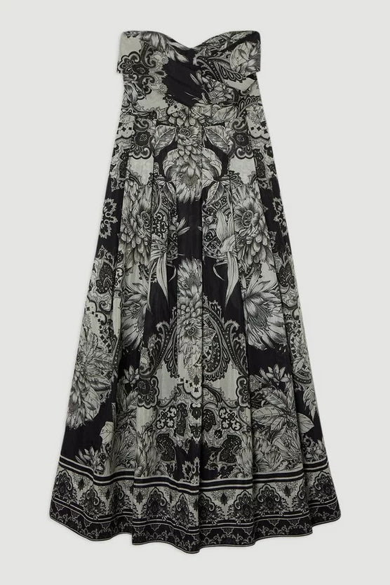 Tile Silk Cotton Bustier Woven Prom Dress