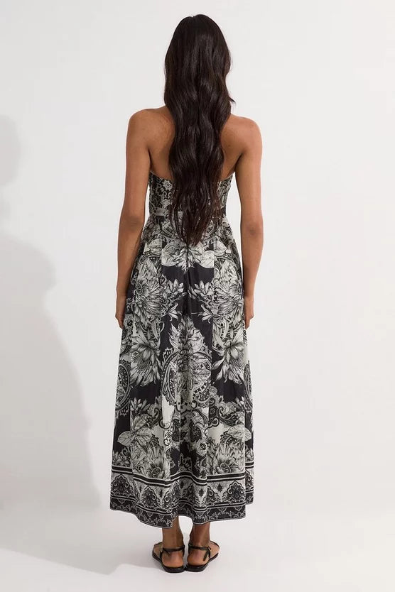 Tile Silk Cotton Bustier Woven Prom Dress