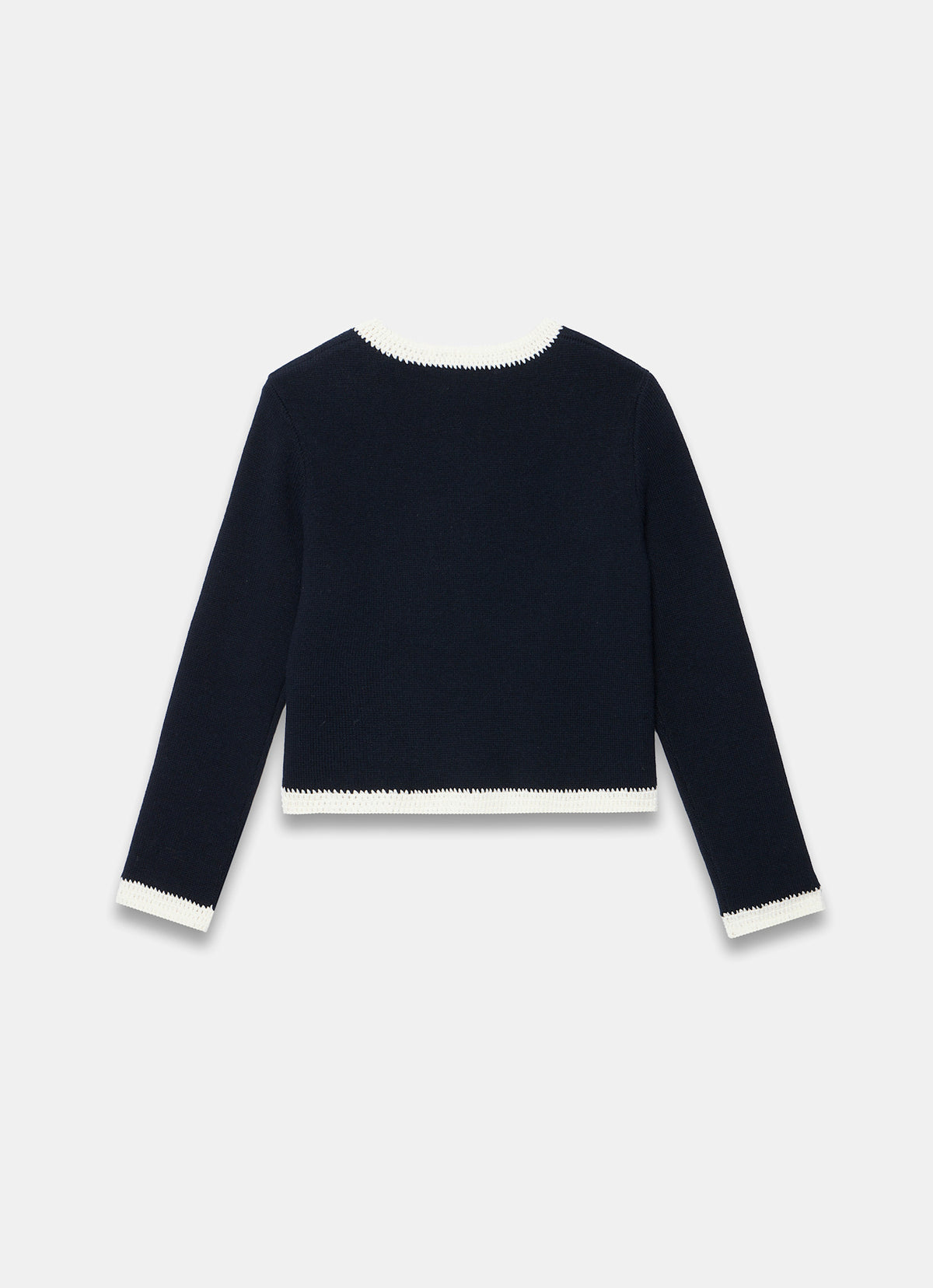 Navy Crochet Cotton Blend Jacket