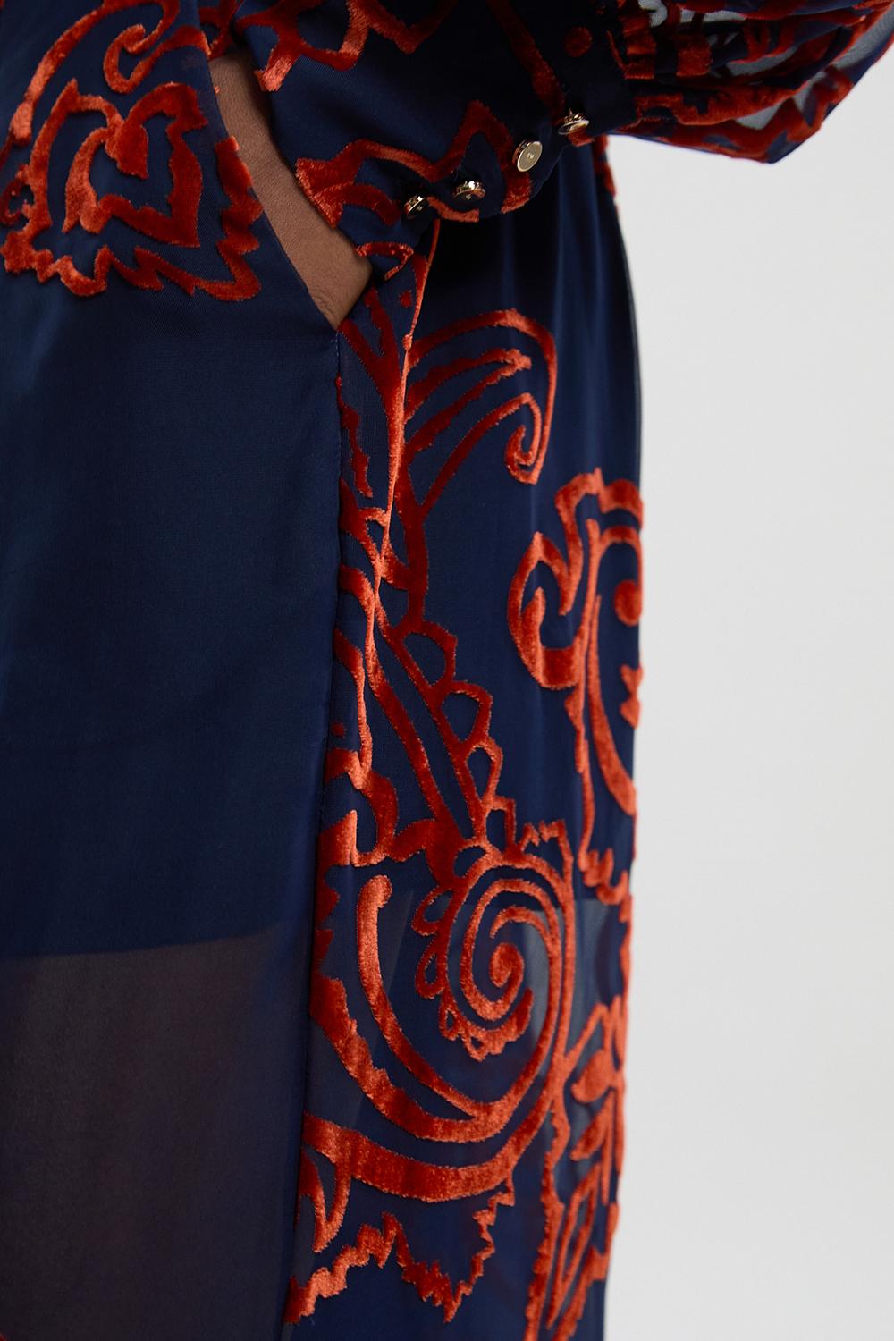 Paisley Devore Woven Wide Leg Trouser