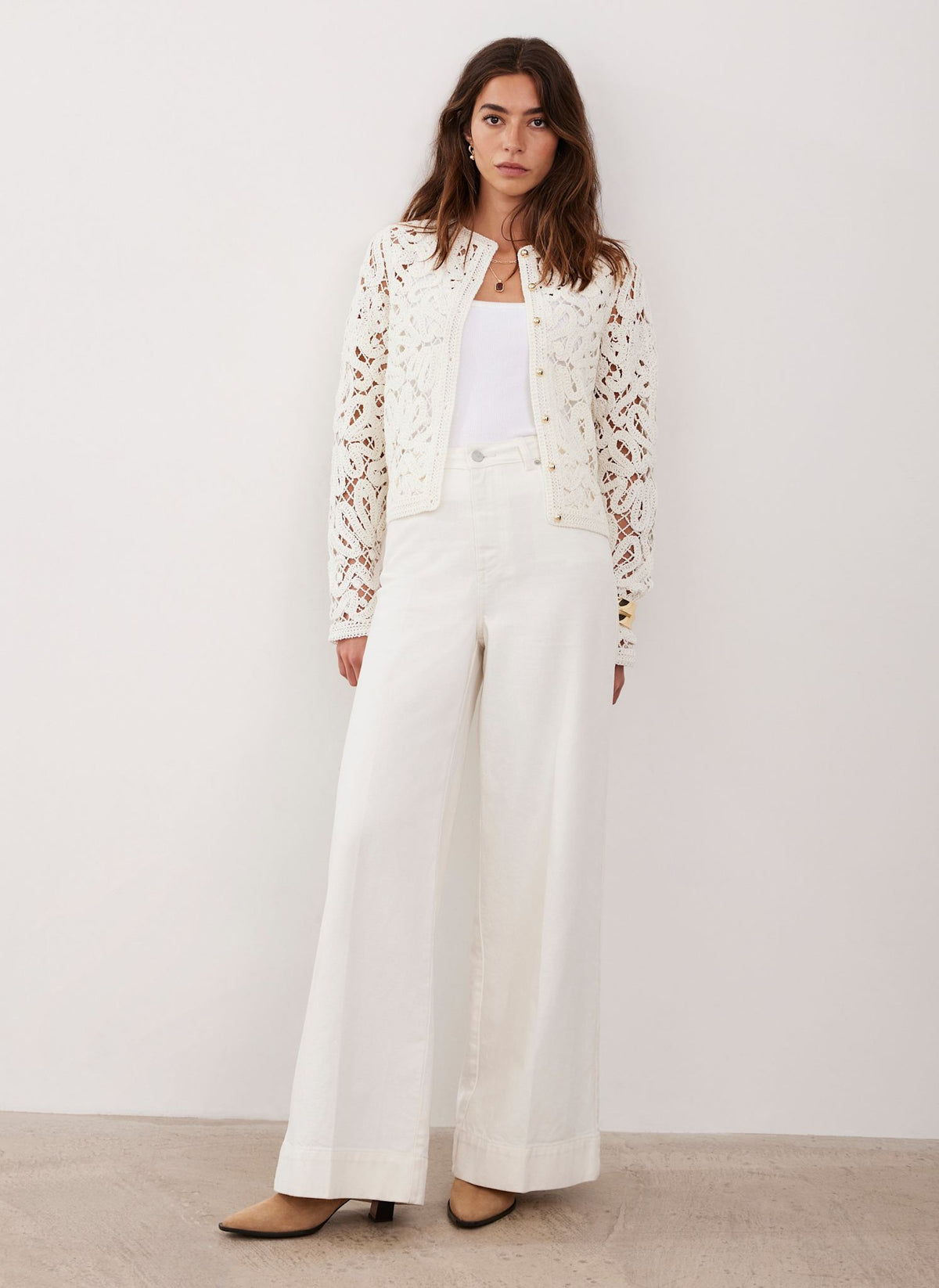 Cream Crochet Knit Jacket