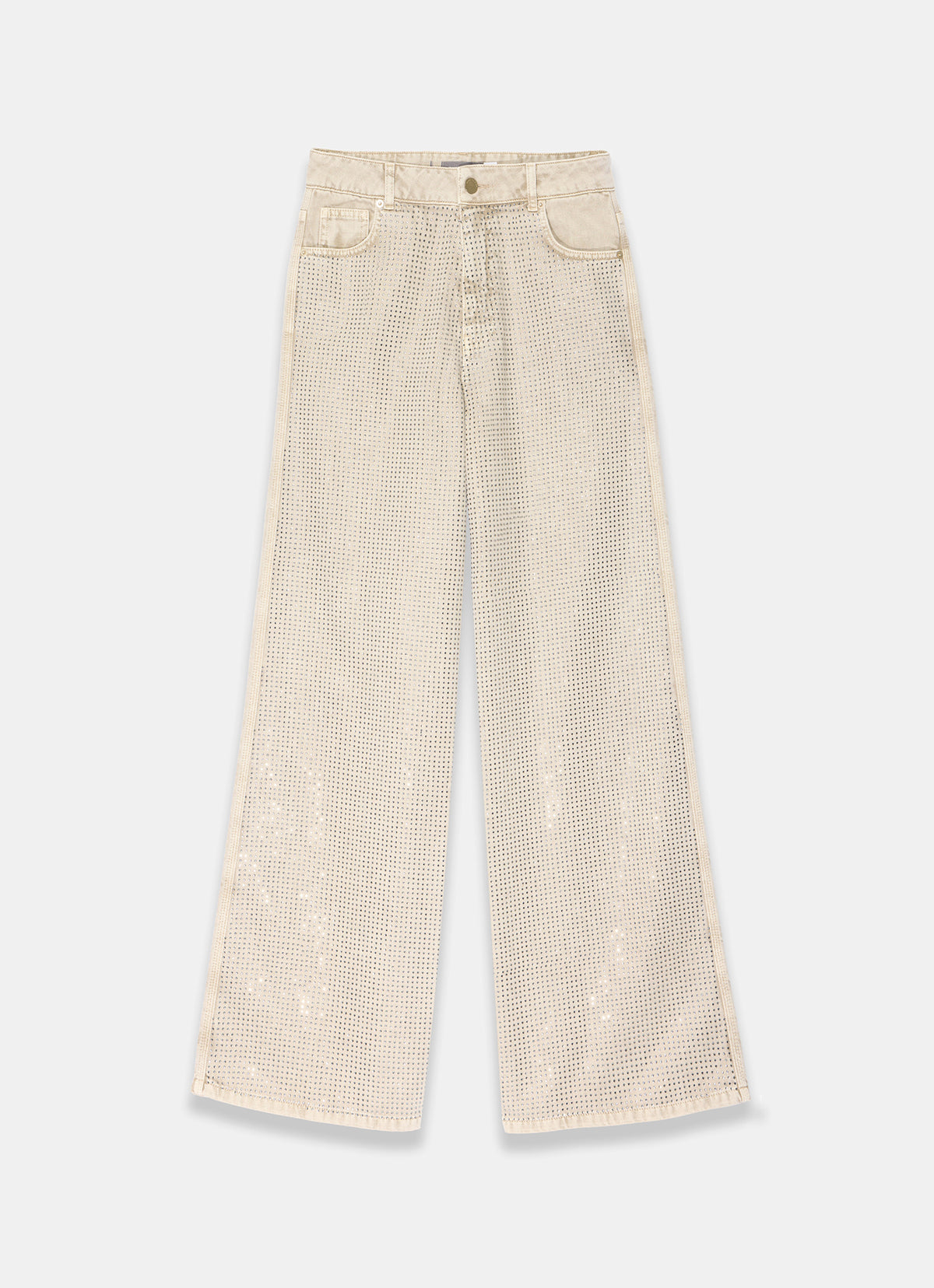 Neutral Diamante Wide Leg Jeans