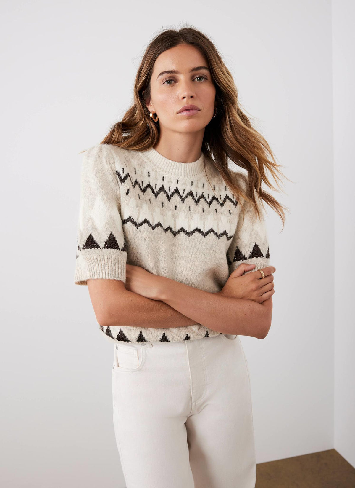 Neutral Sequin Fairisle Top