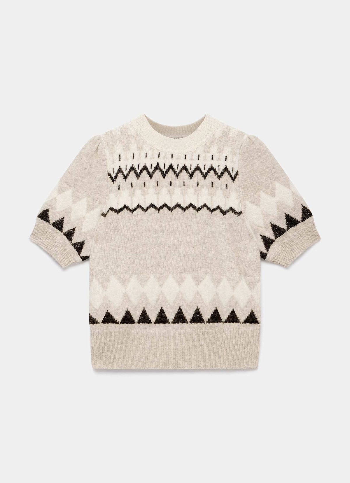 Neutral Sequin Fairisle Top