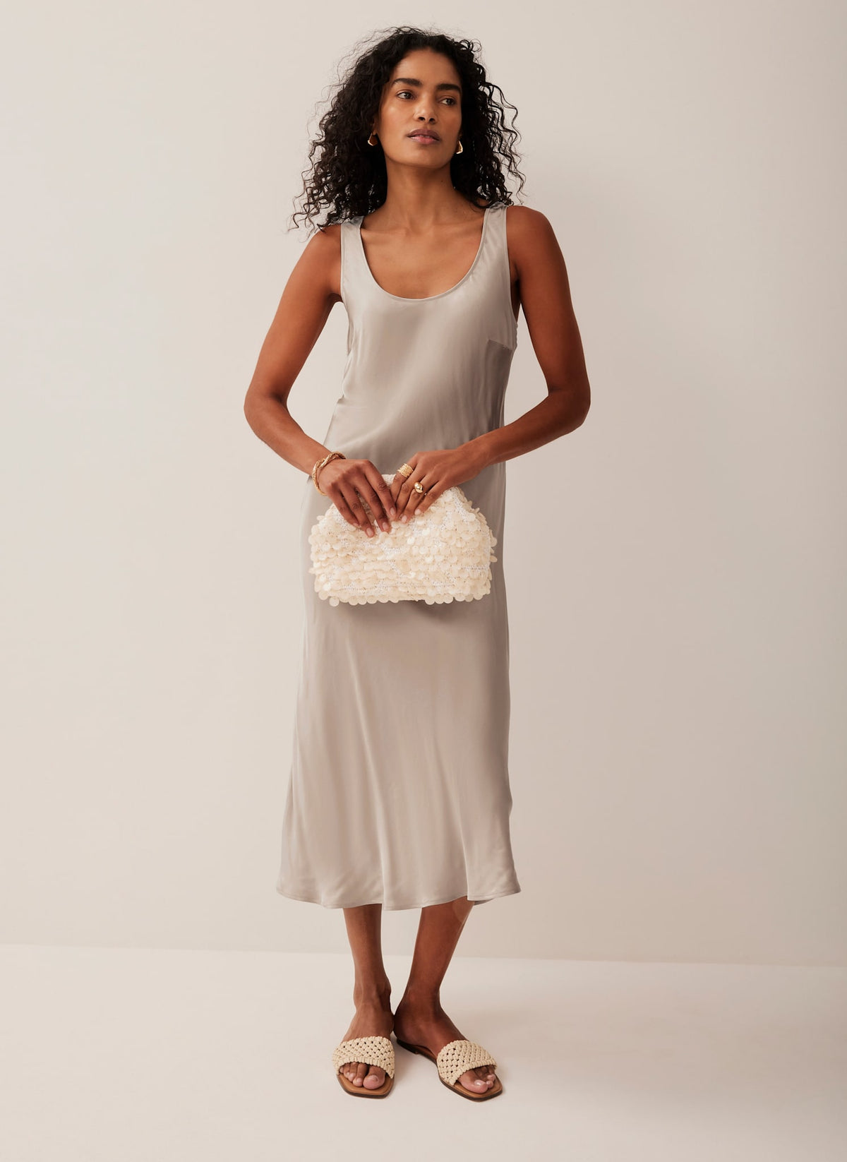 Neutral Satin Slip Dress
