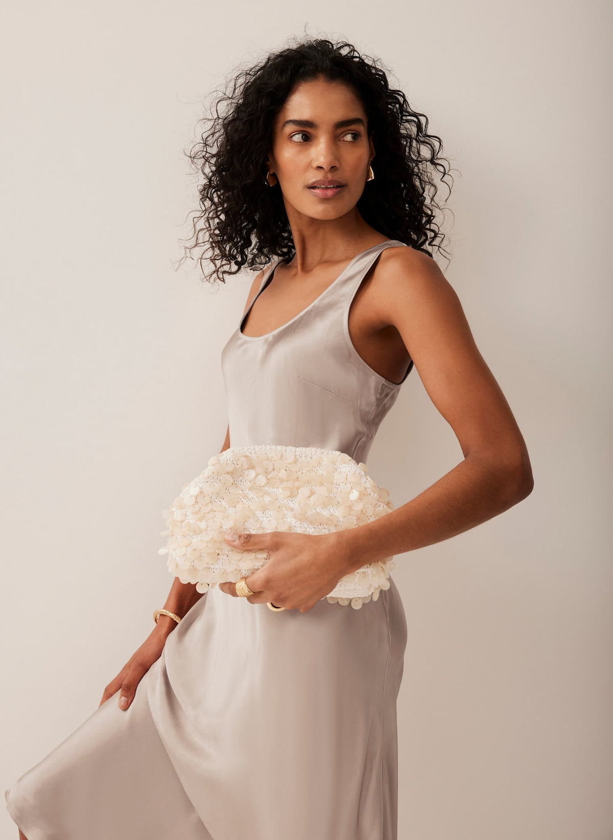 Neutral Satin Slip Dress