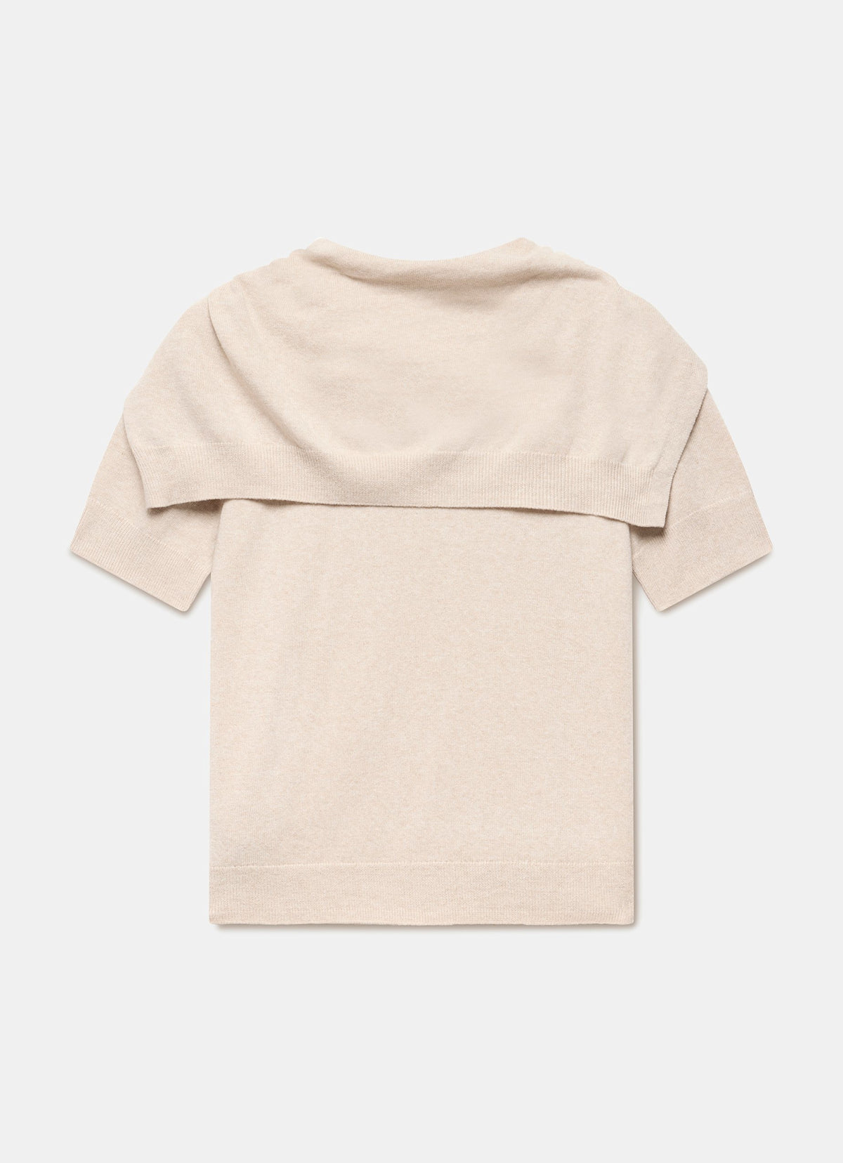 Neutral Cotton Blend Scarf Detail Knit Top